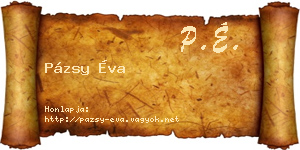 Pázsy Éva névjegykártya